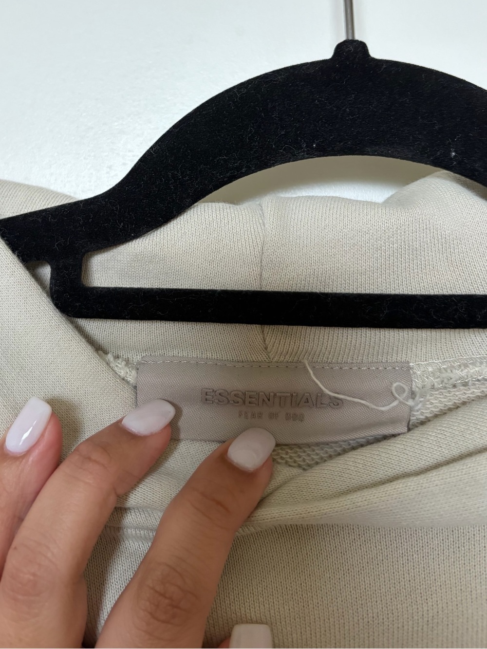 Fear of God Essentials Two-Tone Hoodie in Beige and Black - Picture 5 of 7